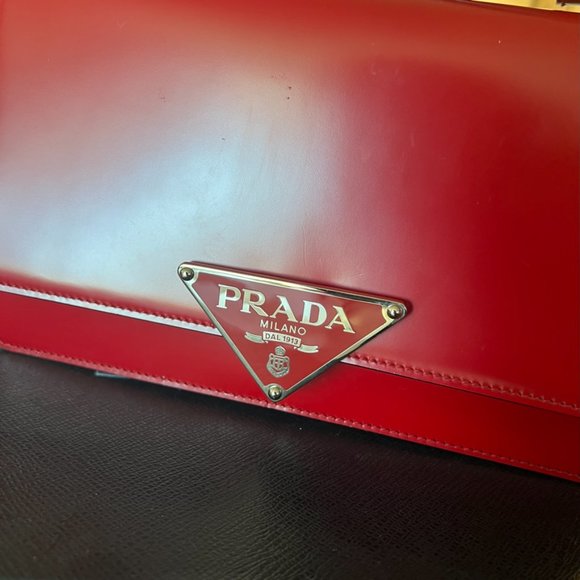 Prada Triangle Logo Spazzolato Leather Shoulder Bag - Picture 6 of 9